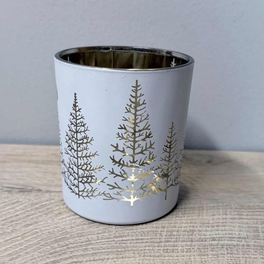 Abbott Winter Forest Candle Holder Set White Gold‎ Holiday Decor Centerpiece